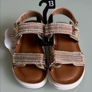 NWT Wonder Nation Girls Size 13 Gold Dress Sandals